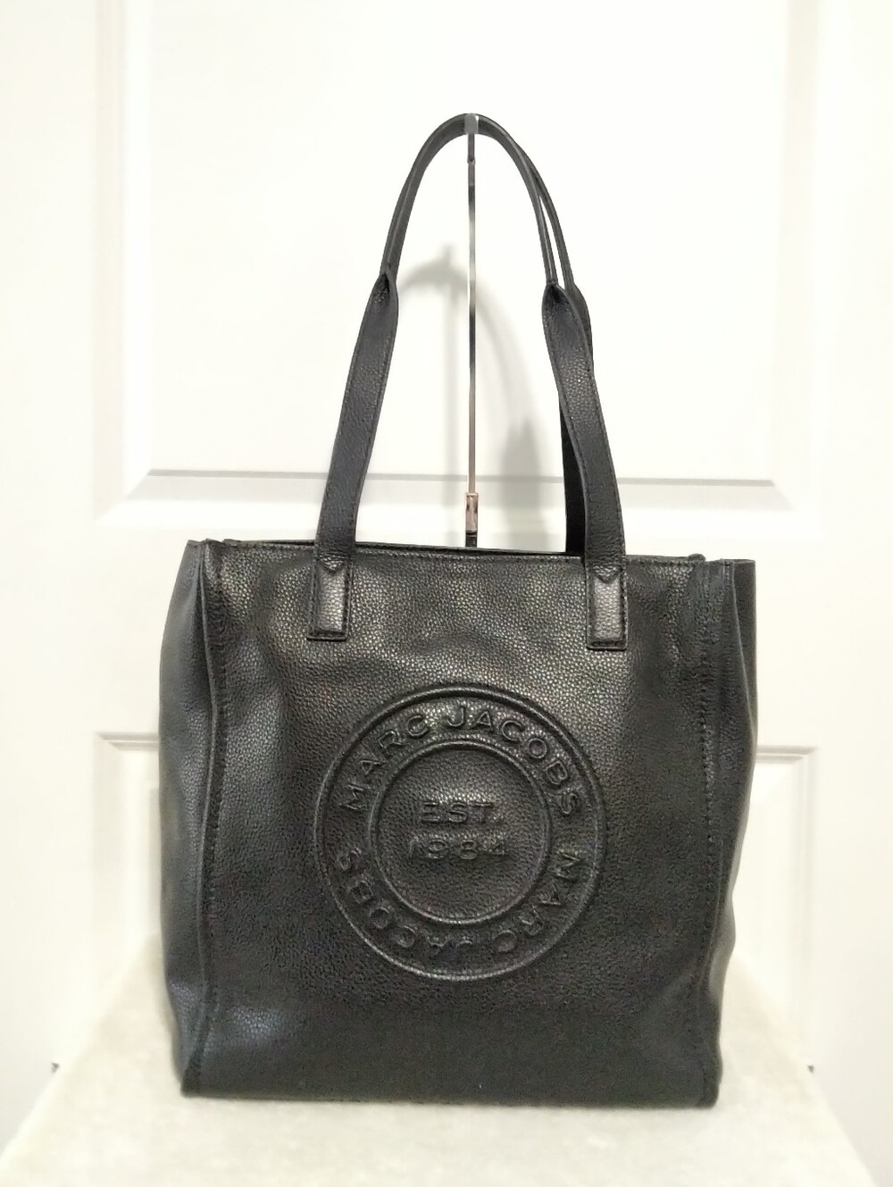 Marc Jacobs Black Leather Est. 1984 Signet Logo Tote Bag